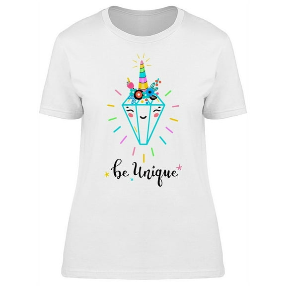 Smiling Diamond Unicorn Horn T-Shirt Women -Image by Shutterstock, Female 3X-Large