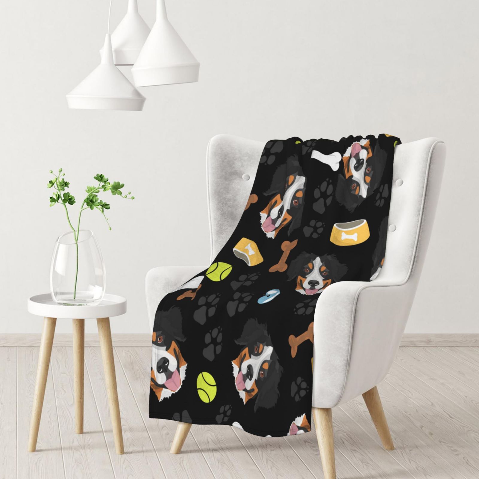 Smiling Dog Bernese Mountain Dog Blanket Soft Lightweight Winter Fall Throw Blanket Warm
