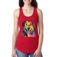 thumbnail image 1 of Smiling Dog | Colorful Neon Golden Retreiver | Dean Russo Art Animal Lover Ladies Racerback Tank Top, Red, X-Large, 1 of 6
