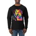 thumbnail image 1 of Smiling Dog | Colorful Neon Golden Retreiver | Dean Russo Art Animal Lover Mens Long Sleeve Shirt, Black, Medium, 1 of 6
