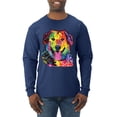 thumbnail image 1 of Smiling Dog | Colorful Neon Golden Retreiver | Dean Russo Art Animal Lover Mens Long Sleeve Shirt, Navy, Medium, 1 of 6