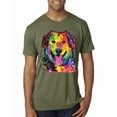 thumbnail image 1 of Smiling Dog | Colorful Neon Golden Retreiver | Dean Russo Art Animal Lover Mens Premium Tri Blend T-Shirt, Military Green, Large, 1 of 6