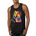 thumbnail image 1 of Smiling Dog | Colorful Neon Golden Retreiver | Dean Russo Art Animal Lover Mens Tank Top, Black, 3X-Large, 1 of 6