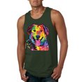 thumbnail image 1 of Smiling Dog | Colorful Neon Golden Retreiver | Dean Russo Art Animal Lover Mens Tank Top, Forest Green, Medium, 1 of 6