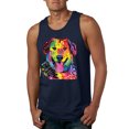 thumbnail image 1 of Smiling Dog | Colorful Neon Golden Retreiver | Dean Russo Art Animal Lover Mens Tank Top, Navy, Medium, 1 of 6