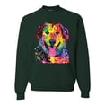 thumbnail image 1 of Smiling Dog | Colorful Neon Golden Retreiver | Dean Russo Art Animal Lover Unisex Crewneck Sweatshirt, Forest Green, XX-Large, 1 of 6