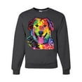 thumbnail image 1 of Smiling Dog | Colorful Neon Golden Retreiver | Dean Russo Art Animal Lover Unisex Crewneck Sweatshirt, Heather Black, X-Large, 1 of 6