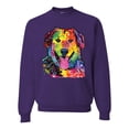 thumbnail image 1 of Smiling Dog | Colorful Neon Golden Retreiver | Dean Russo Art Animal Lover Unisex Crewneck Sweatshirt, Purple, 3X-Large, 1 of 6