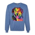 thumbnail image 1 of Smiling Dog | Colorful Neon Golden Retreiver | Dean Russo Art Animal Lover Unisex Crewneck Sweatshirt, Vintage Heather Blue, 3X-Large, 1 of 6