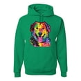 thumbnail image 1 of Smiling Dog | Colorful Neon Golden Retreiver | Dean Russo Art Animal Lover Unisex Hoodie Sweatshirt, Kelly, XX-Large, 1 of 6