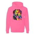 thumbnail image 1 of Smiling Dog | Colorful Neon Golden Retreiver | Dean Russo Art Animal Lover Unisex Hoodie Sweatshirt, Neon Pink, 3X-Large, 1 of 6