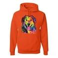 thumbnail image 1 of Smiling Dog | Colorful Neon Golden Retreiver | Dean Russo Art Animal Lover Unisex Hoodie Sweatshirt, Orange, 3X-Large, 1 of 6