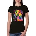 thumbnail image 1 of Smiling Dog | Colorful Neon Golden Retreiver | Dean Russo Art Animal Lover Womens Slim Fit Junior Tee, Black, X-Large, 1 of 6