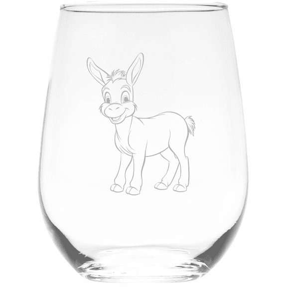 C&M Personal Gifts 17 oz Smiling Donkey Stemless Wine Glass