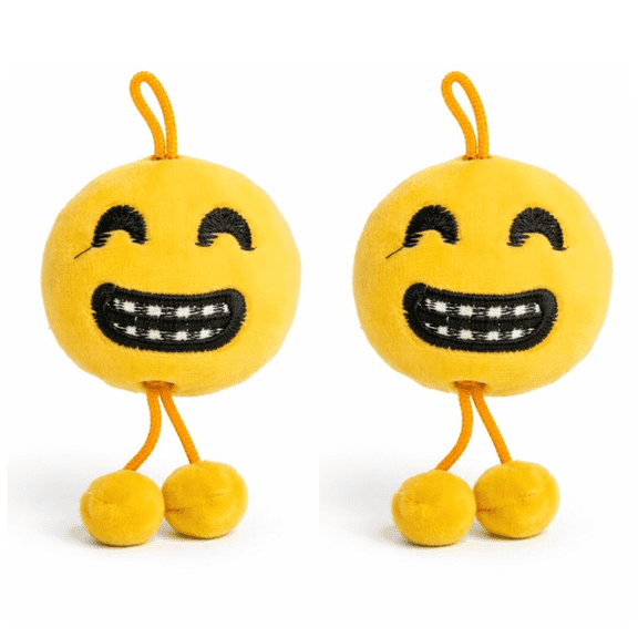Smiling Emoji Plush Keychain Soft Stuffed Hanging Doll with Rope Legs Cute Gift for Bags Backpacks Keys Accessories ( Pack of 2 )