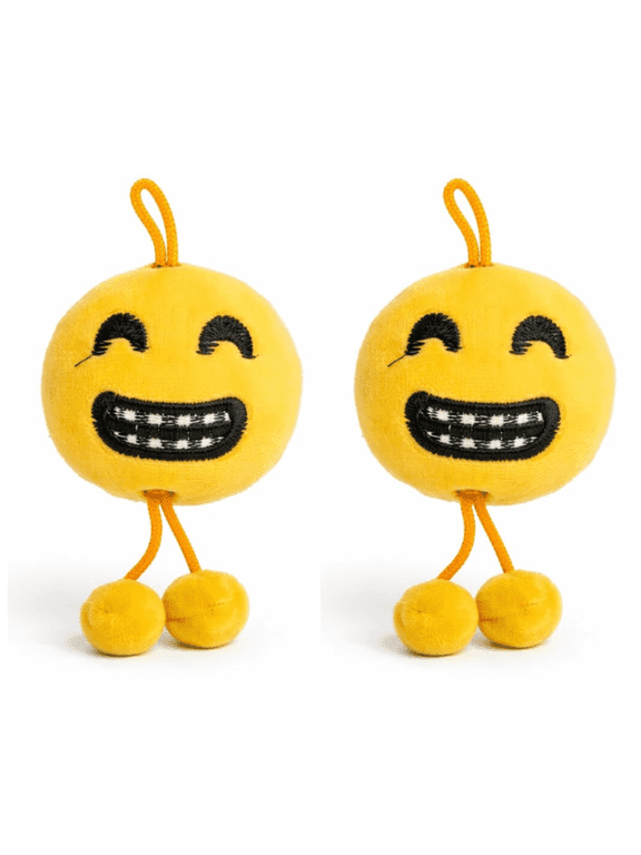 Smiling Emoji Plush Keychain Soft Stuffed Hanging Doll with Rope Legs Cute Gift for Bags Backpacks Keys Accessories ( Pack of 2 )