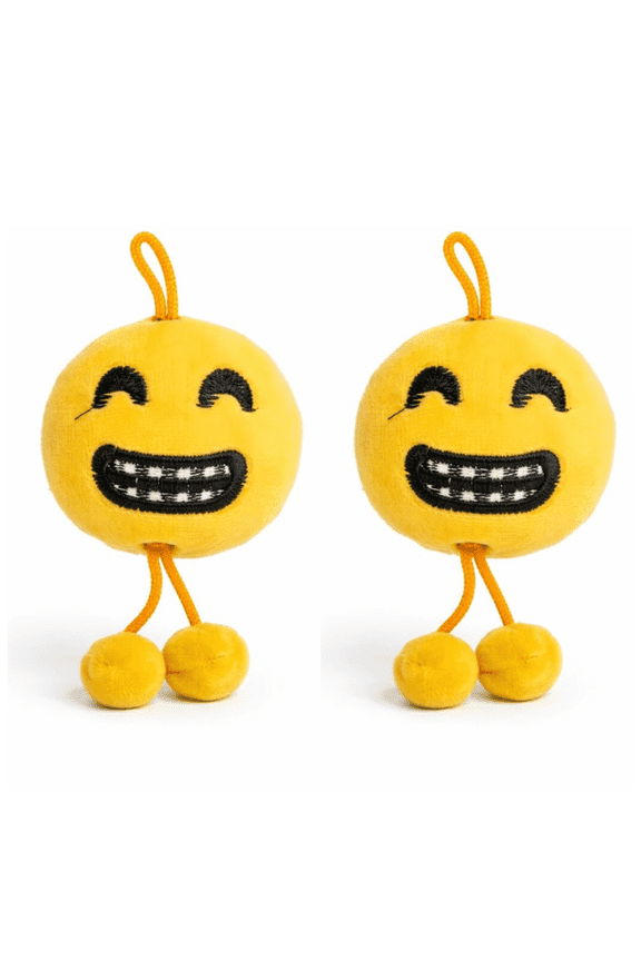 Smiling Emoji Plush Keychain Soft Stuffed Hanging Doll with Rope Legs Cute Gift for Bags Backpacks Keys Accessories ( Pack of 2 )