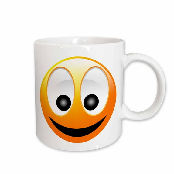 3drose, Smiling Face 1 a Yellow and Black Happy Face with a Big Smile and Huge Eyes, 11oz Mug
