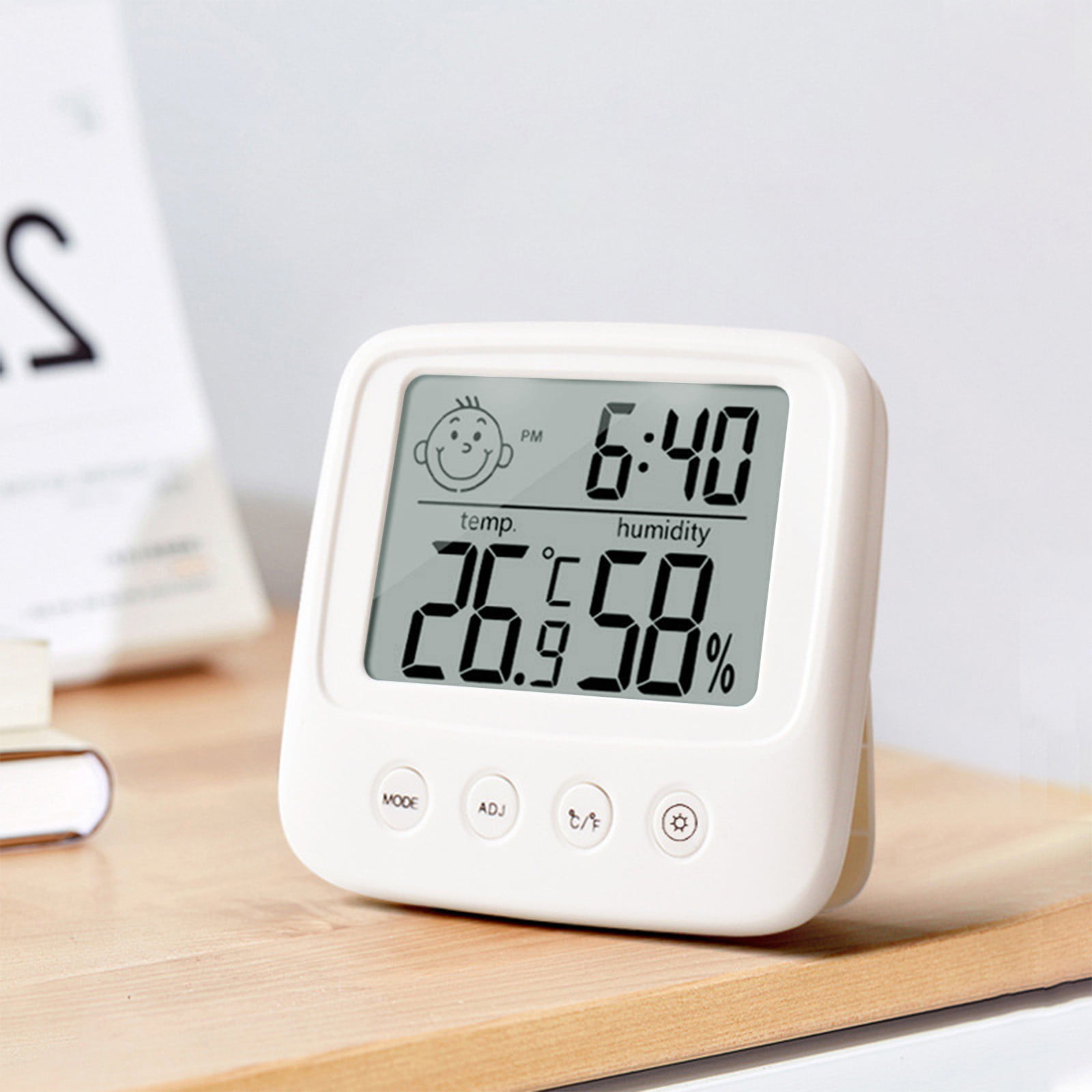 Smiling Face Backlit Indoor Electronic Thermometer Hygrometer with