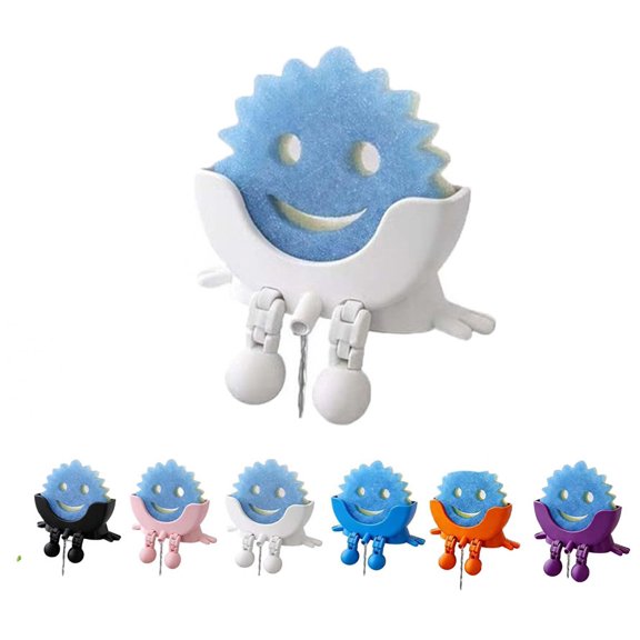 Smiling Face Dishwashing Sponge Holder With Drainage Function,Sink Holder For Kitchen Sink,Leg And Open Drainage Design,Countertop Sponge Holder For Kitchen Sink (excluding Sponge).