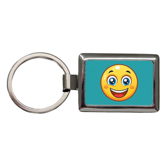 Smiling Face Happy Metal Rectangle Keychain