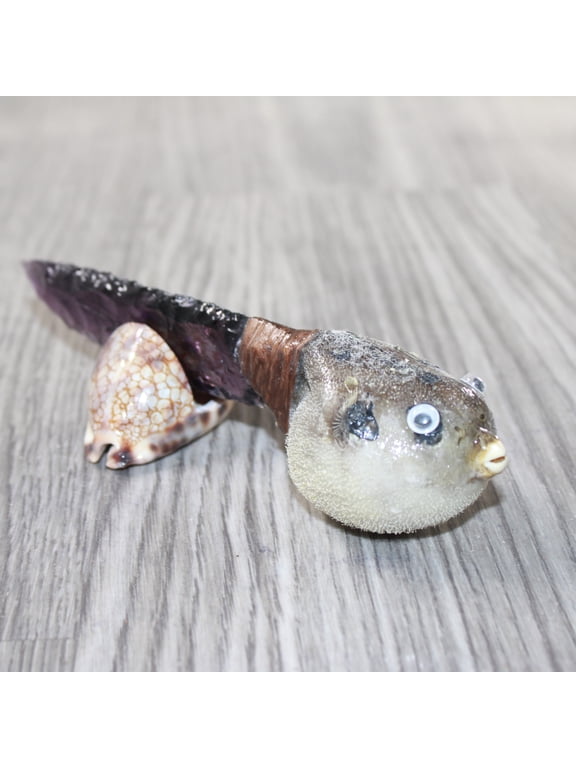 Parrot Puffer Fish Handle Glass Blade Ornamental Knife #1565 Mountain Man Knife
