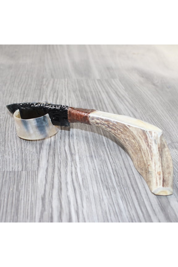 Deer Antler Handle Obsidian Blade Ornamental Knife #1065  Mountain Man Knife