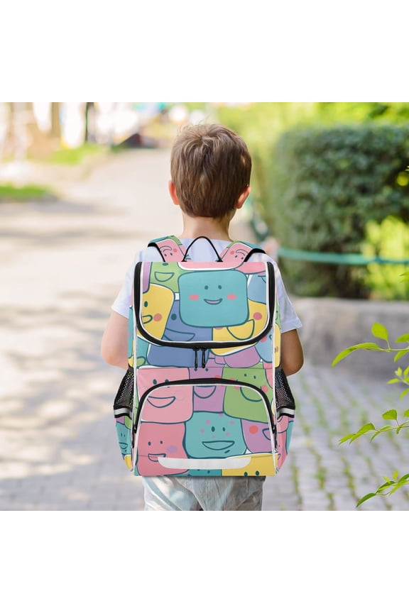 Smiling Faces Backpack Big Laptop Backpack Casual Daypack Quilted Large Capacity Large Bookbags