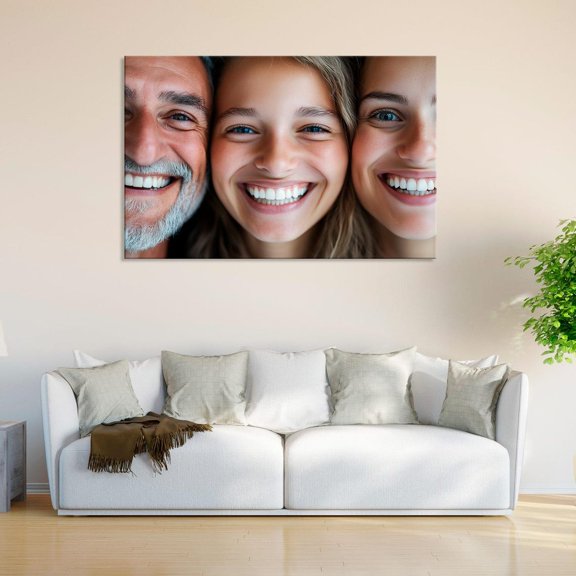 Smiling Faces Dental Office Wall Art Print, Unframed Paper Poster 8x10in