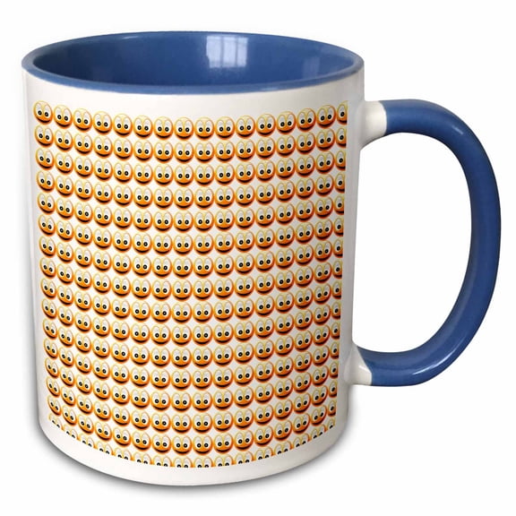 3drose, Smiling Faces - Enjoy This Fun and Happy Pageful Collection of Cheerful Smiling Faces, 11oz Two-tone Blue Mug