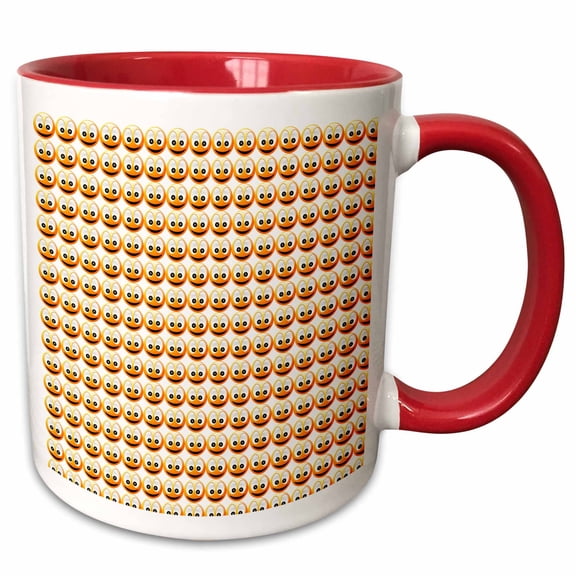 3drose, Smiling Faces - Enjoy This Fun and Happy Pageful Collection of Cheerful Smiling Faces, 15oz Two-tone Red Mug