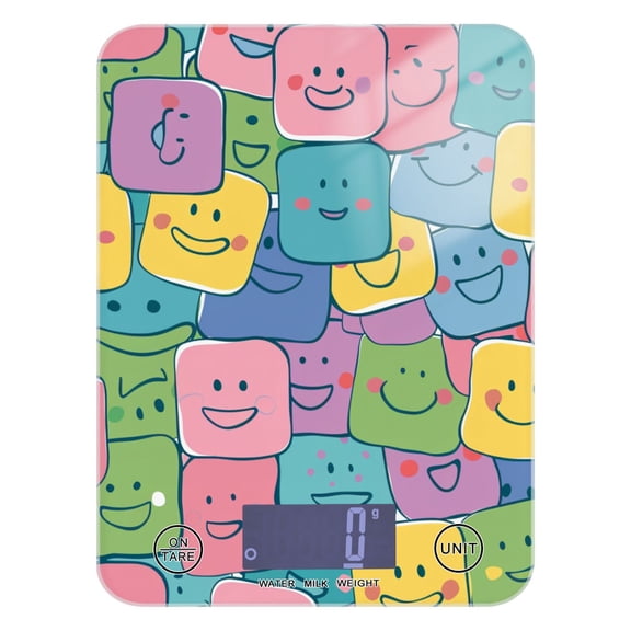 Smiling Faces Food Scale Digital Kitchen Scale Waterproof Grams Ounces lbs for Weight Loss