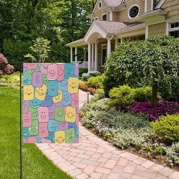 Smiling Faces Garden Flag Double Sided 12 x 18 Inch Outside Yard Decoration Outdoor Flag