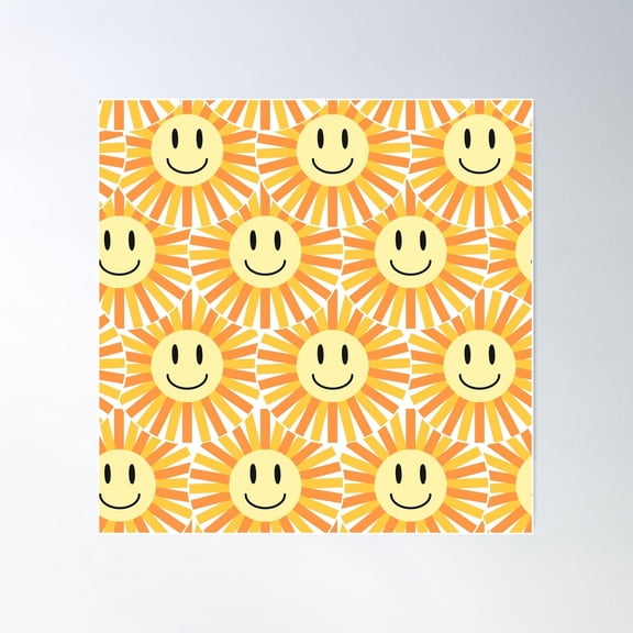 Smiling Faces Pattern Poster Wall Art, Modern Wall Decor For Living Room Bedroom, 30x30 UNFRAMED