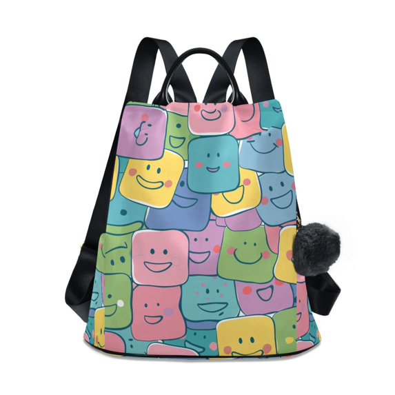 Smiling Faces Travel Laptops Backpack for Women Anti-theft Casual Work Bag Daypack Lightweight Laptop Bag