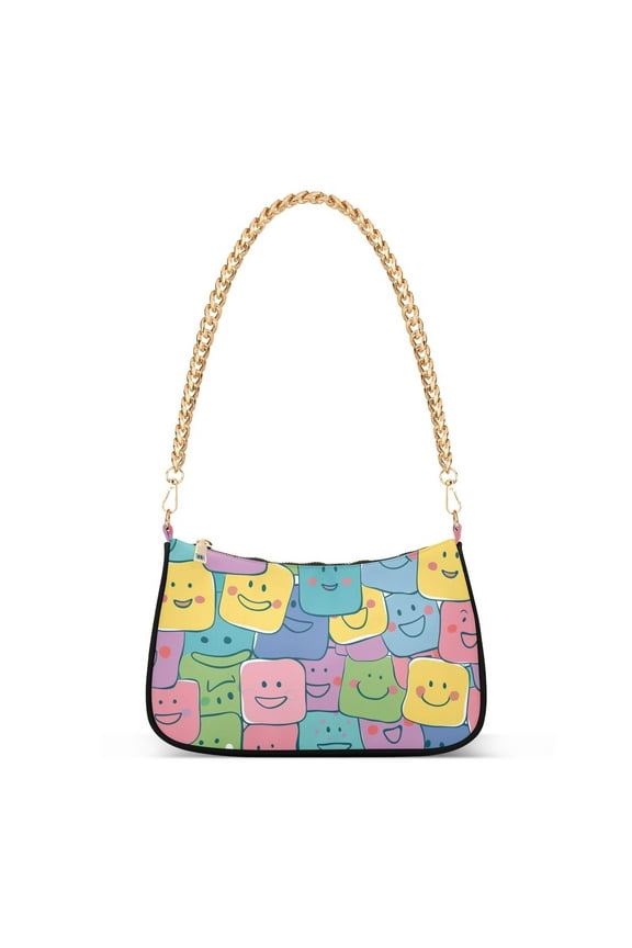 Smiling Faces Women Handbags Shoulder Bag Cross Body Bag with Crossbody Strap Hobo Bags Chain Strap