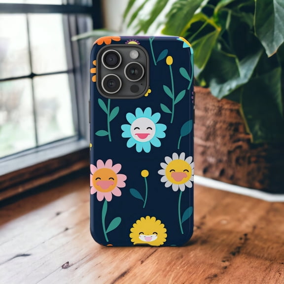 Smiling Flower Tough Phone Case for iPhone 11, 11 Pro, 11 Pro Max, 12 mini, 12, 12 Pro, 12 Pro Max, 13 mini
