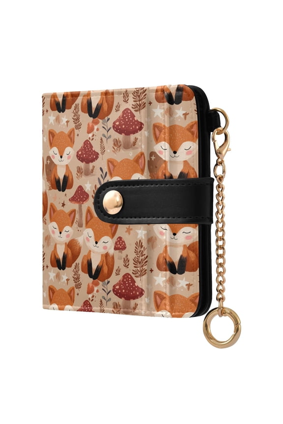 Smiling Fox Small Wallet for Women RFID Blocking Bifold PU Leather Credit Card Holder with Zipper Coin Pocket Compact Cute Travel Purse Magnetic Snap 7 Card Slots