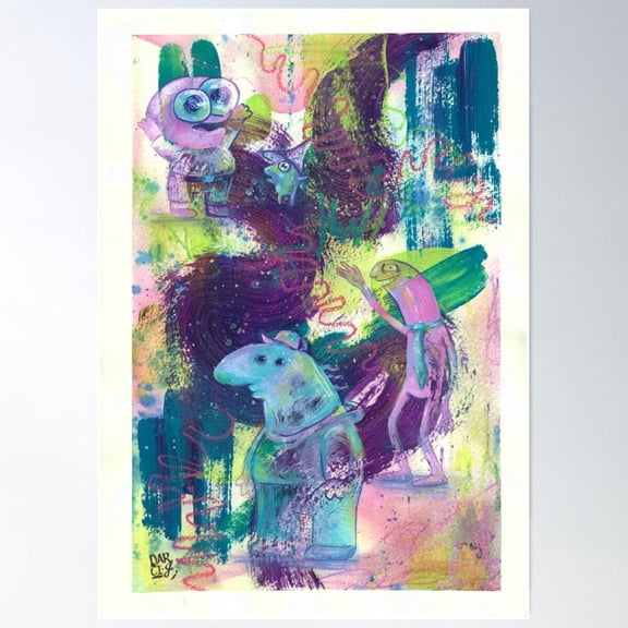 Smiling Friends Abstract Psychedelic Painting Poster Wall Art Modern Wall Decor For Living Room Bedroom