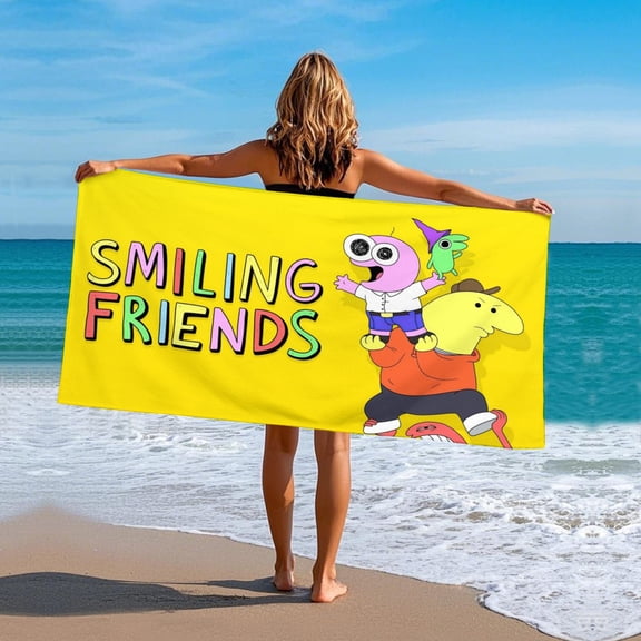 Smiling Friends Gifts Beach Towel for Women Girl Birthday Inspired Fan Bath Outdoor Music Lover
