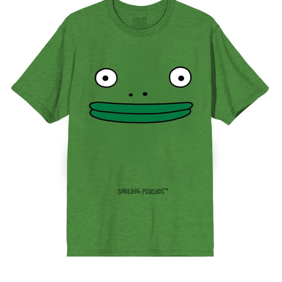 Smiling Friends Mr. Frog Big Face Men's Graphic Tee Oversized Character Front Print Short Sleeve Crew Neck Officially Licensed Adult T-Shirt-Medium