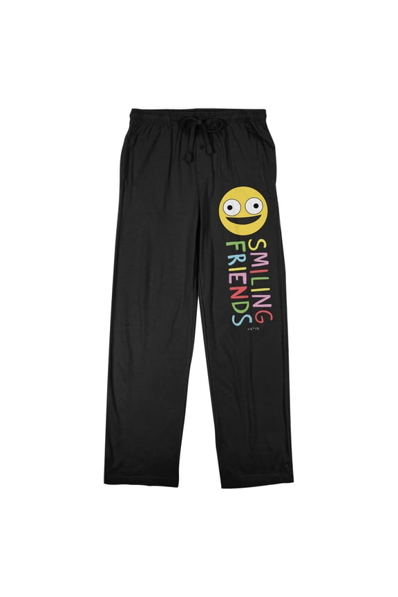 Smiling Friends Smiley Face Logo Adult Black Sleep Pajama Pants-Large