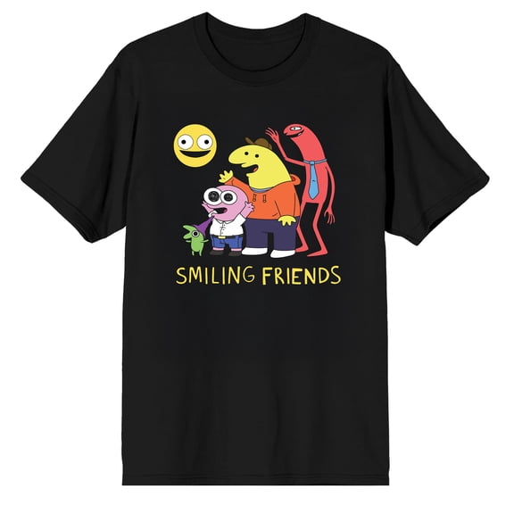 Smiling Friends The Whole Gang Men's Graphic Tee Character Group Art Short Sleeve Crew Neck Officially Licensed T-Shirt-Large