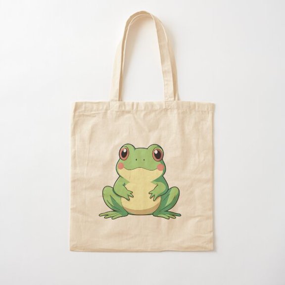 Smiling Frog Style 002 Canvas Tote Bags, Reusable Shopping Bag