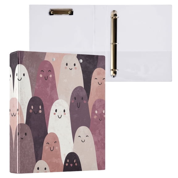 Smiling Ghost 3 Ring Hardcover Binders 1.5in Round Rings for Letter-Size Folder Paper Organizer Pockets for Office Student Recipe