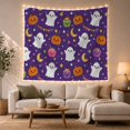 thumbnail image 1 of Smiling Ghosts and Candy Buckets on Purple Background, Playful Illustration for Kids, Whimsical Wall Art Decor, Halloween Gift Tapestry Wall Hanging for Bedroom and Playroom, 1 of 7