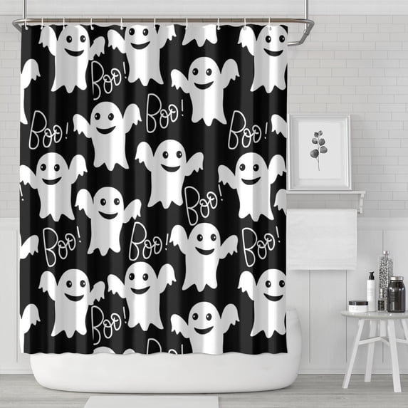 Smiling Ghosts Halloween Pattern Shower Curtain 84"x72" ,Bathroom Decorative Shower Curtains Set with 12 Hooks,Modern Waterproof Washable Shower Curtain
