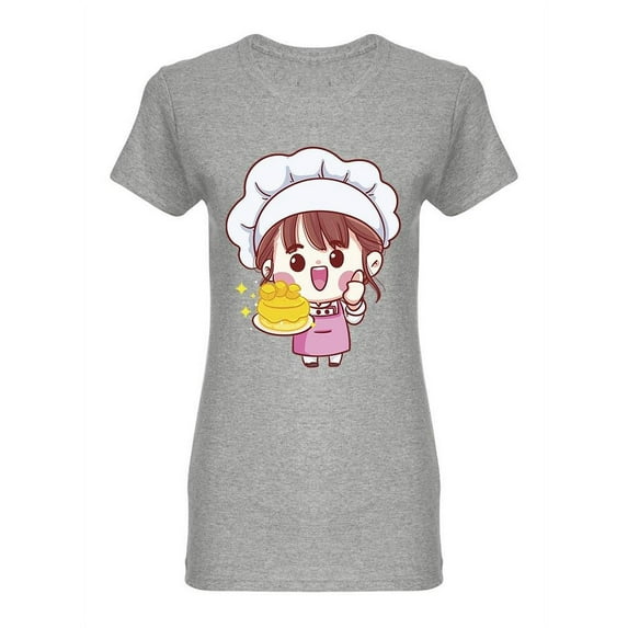 Smiling Girl Cooking Shaped T-Shirt Women -Image by Shutterstock, Female XX-Large