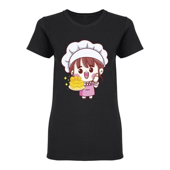 Smiling Girl Cooking Shaped Tee Women's -Image by Shutterstock