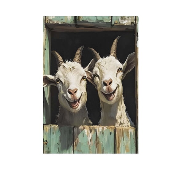 Smiling Goat Garden Flag Double Sided 12 x 18/28 x 40 Inch Yard Flag Home Outdoor Yard Patio Lawn Decor